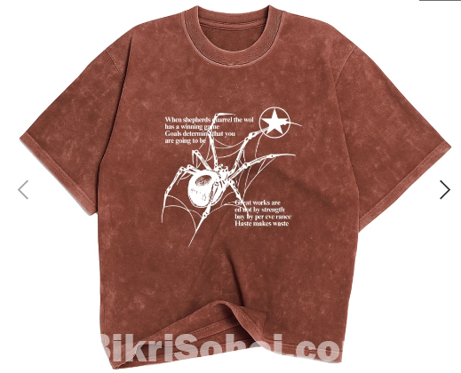 Spider print Acid Wash T-shirt